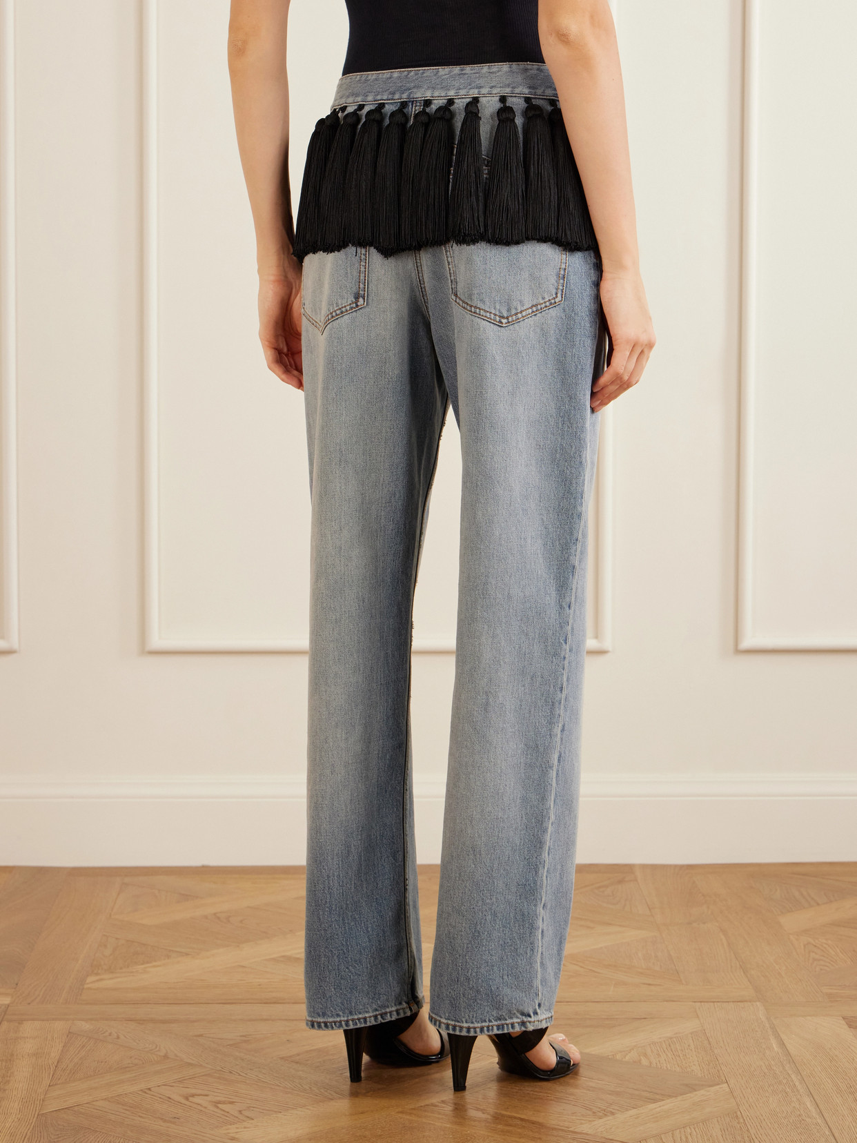 Alaïa - Tasseled Low-Rise Straight-Leg Jeans