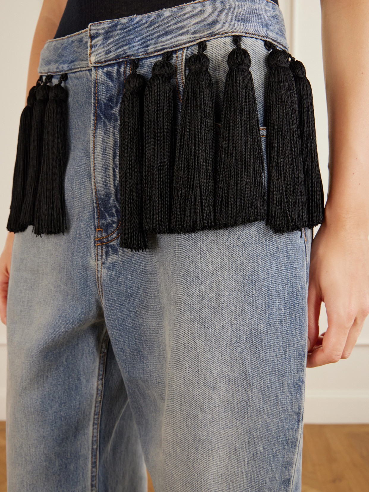 Alaïa - Tasseled Low-Rise Straight-Leg Jeans
