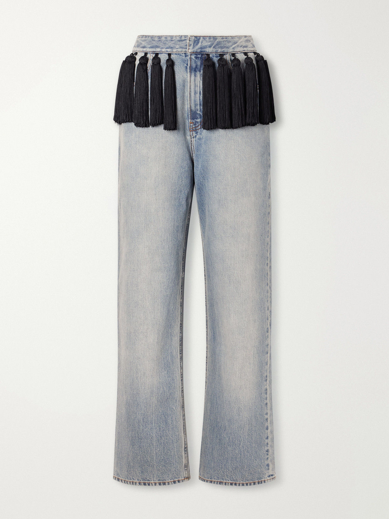 Alaïa - Tasseled Low-Rise Straight-Leg Jeans
