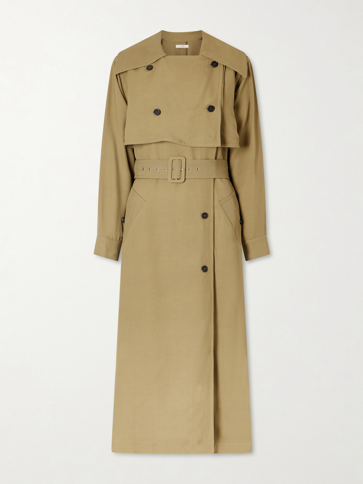 Double-Breasted Belted Drill Trench Coat