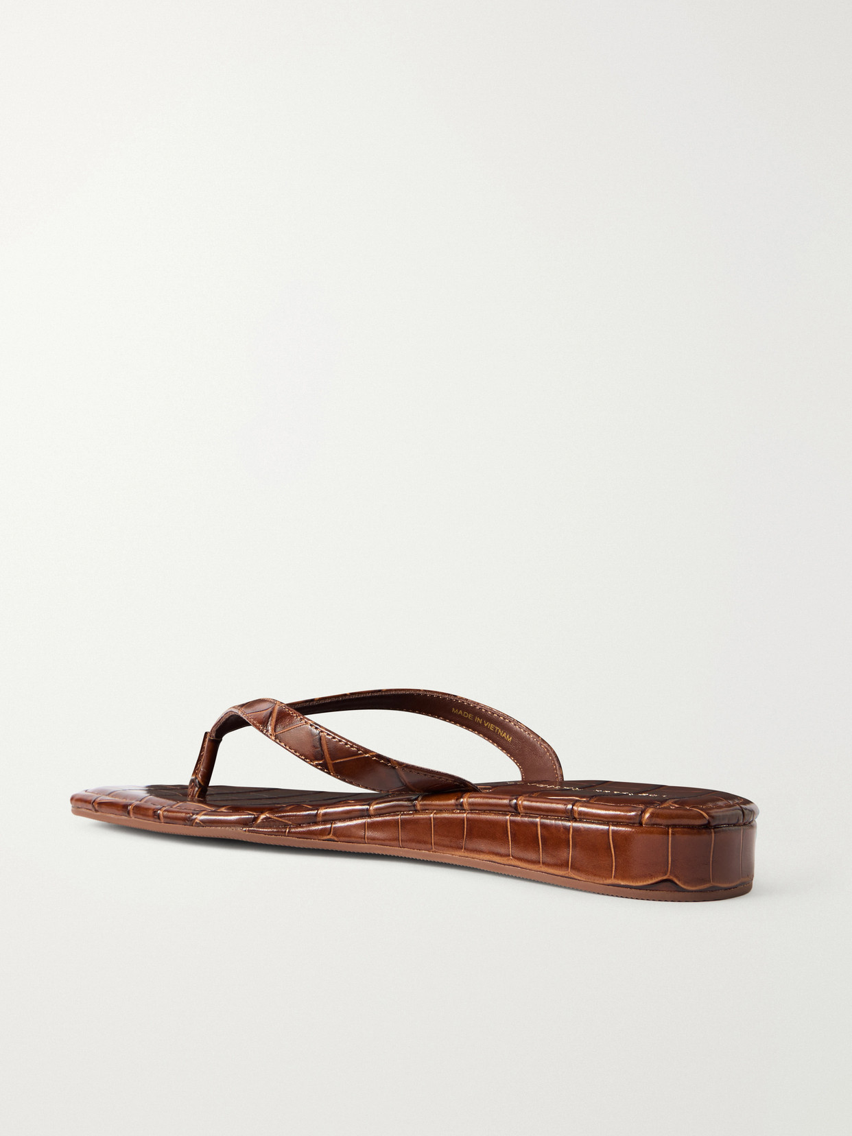 Lina Croc-Effect Leather Thong Sandals