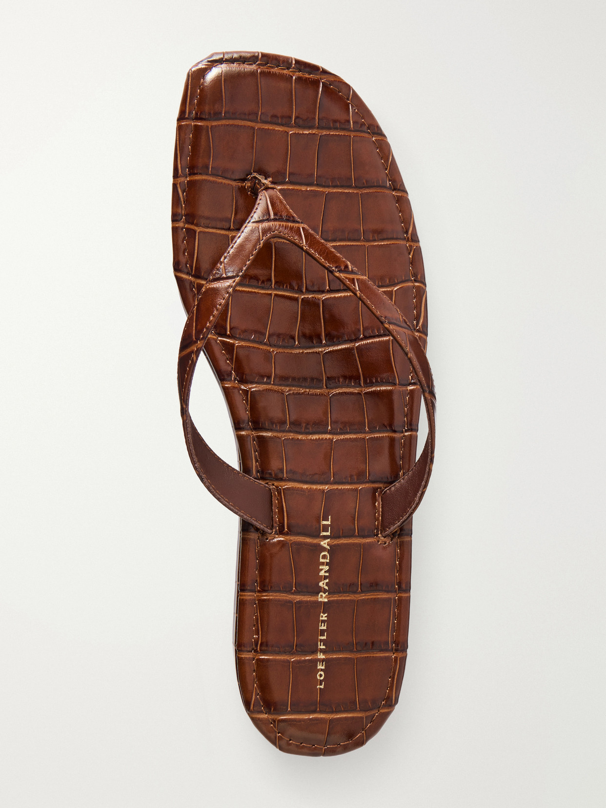 Lina Croc-Effect Leather Thong Sandals