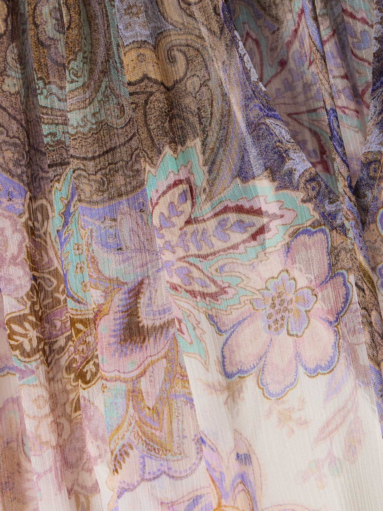 Ruched Printed Chiffon Blouse