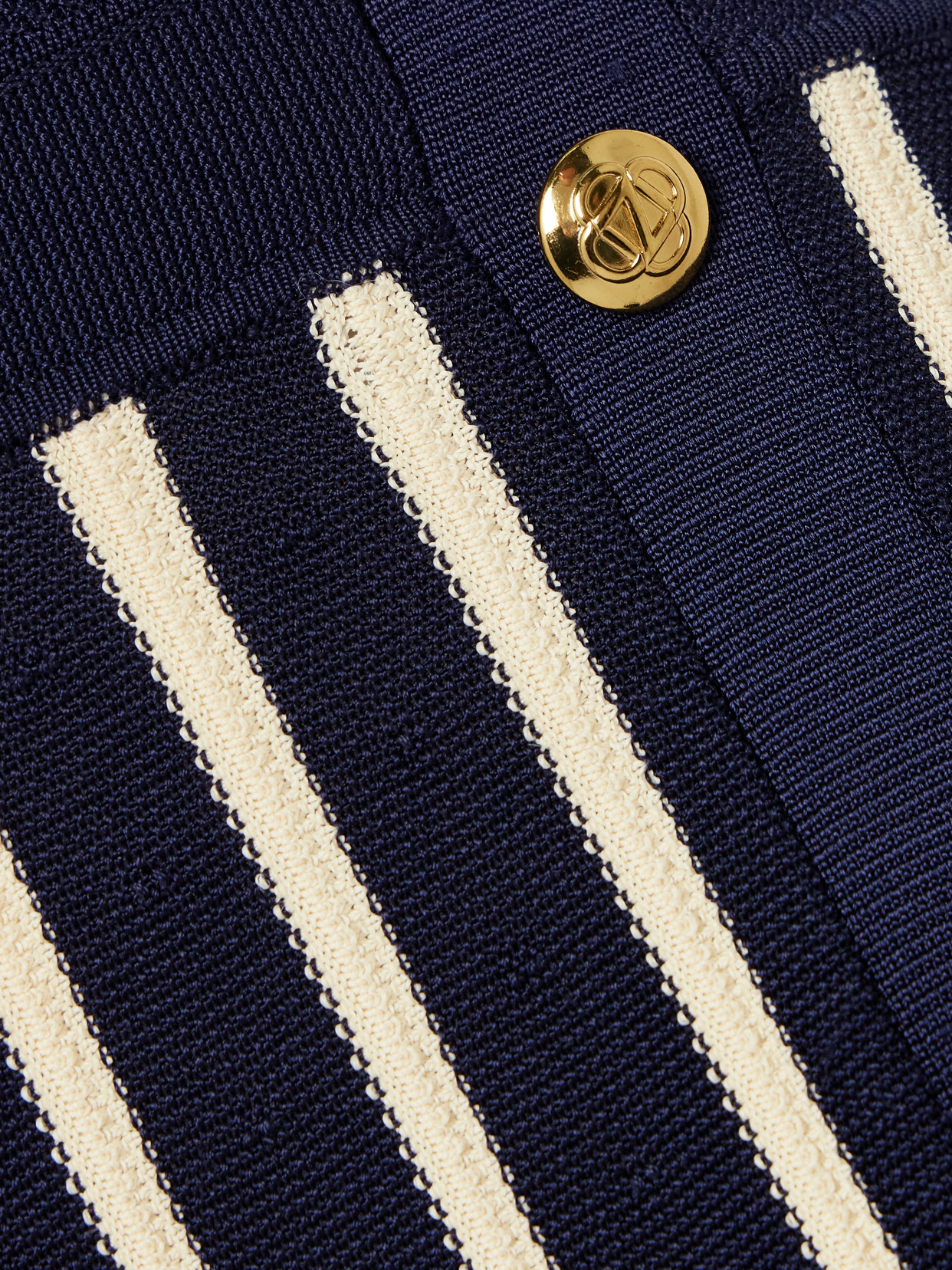 Luna Button-Detailed Pleated Striped Midi