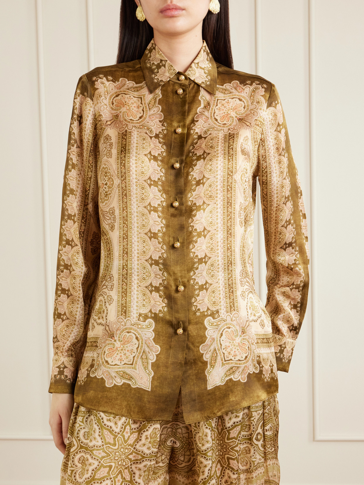 Luna Printed Silk-Satin Shirt