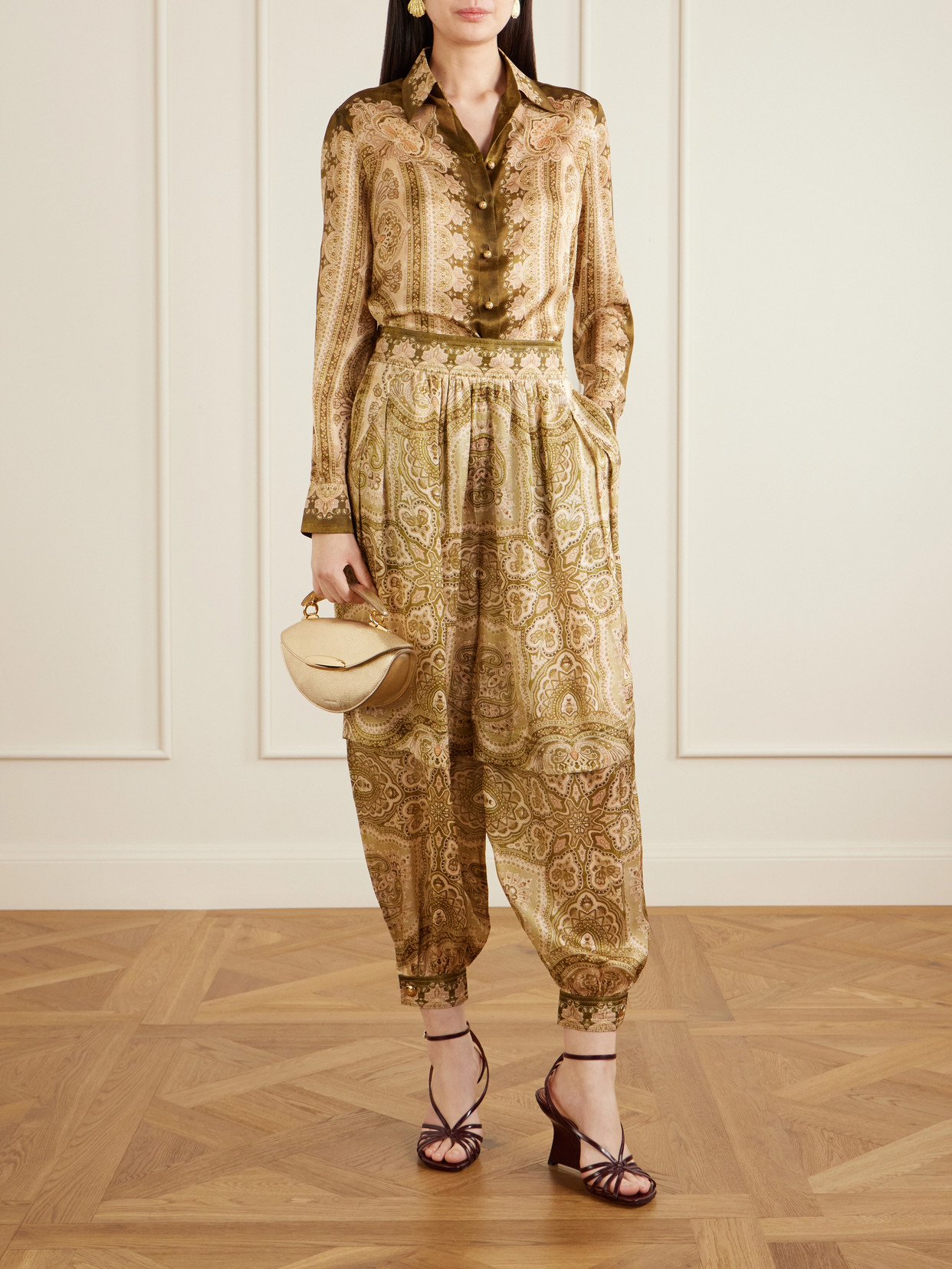 Luna Printed Silk-Satin Shirt