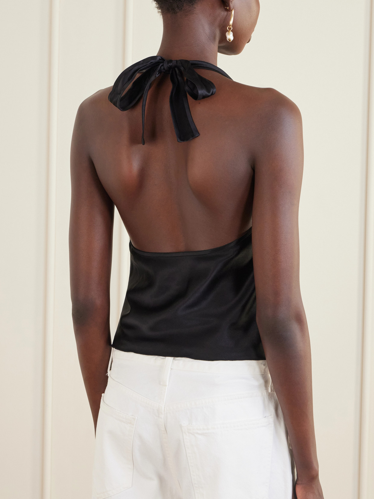 . - Montparnasse Lace-Trimmed Silk-Satin Tank