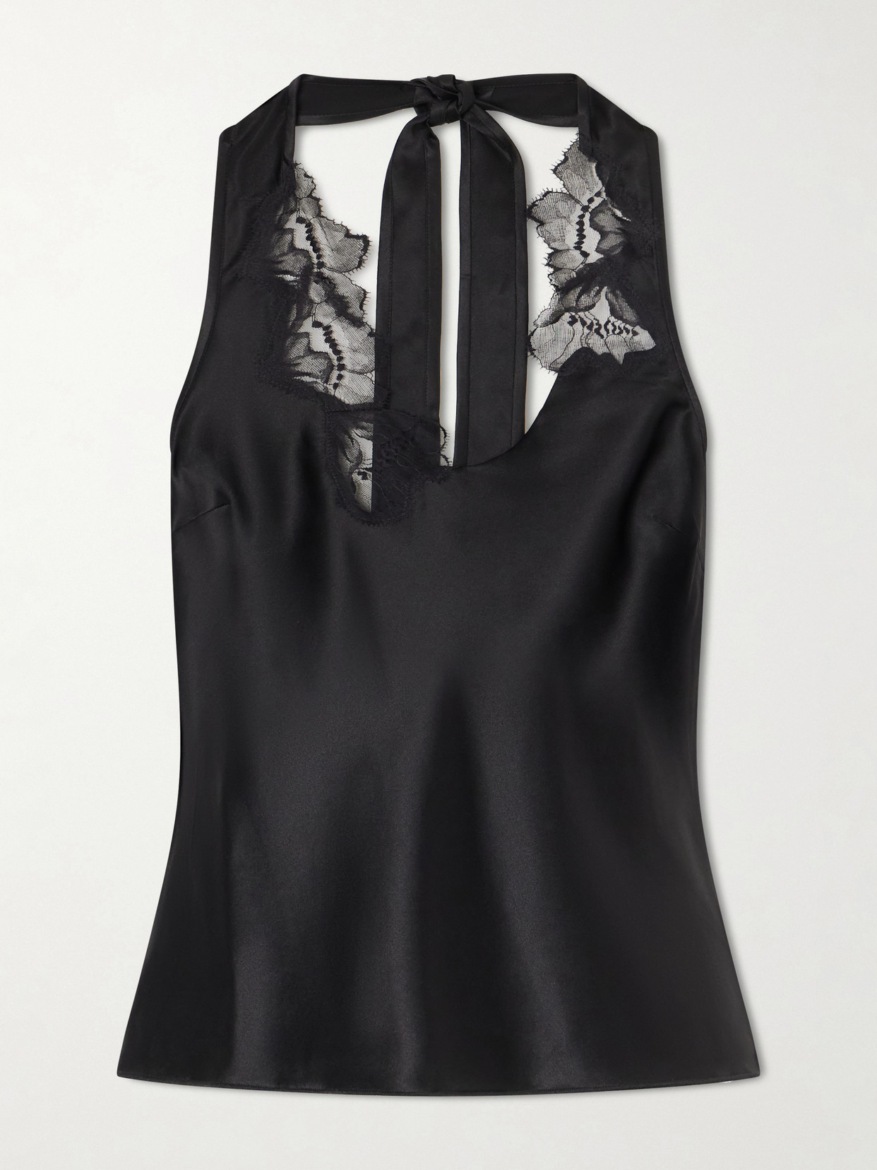 . - Montparnasse Lace-Trimmed Silk-Satin Tank