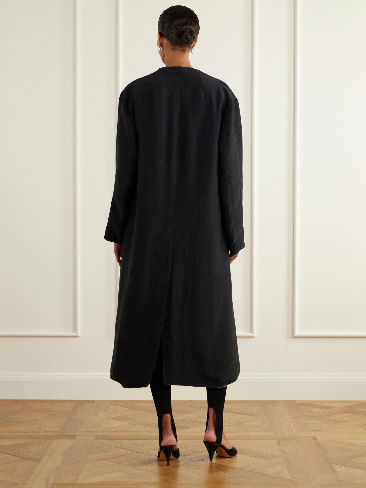 Reversible Twill And Hammered-Satin Coat