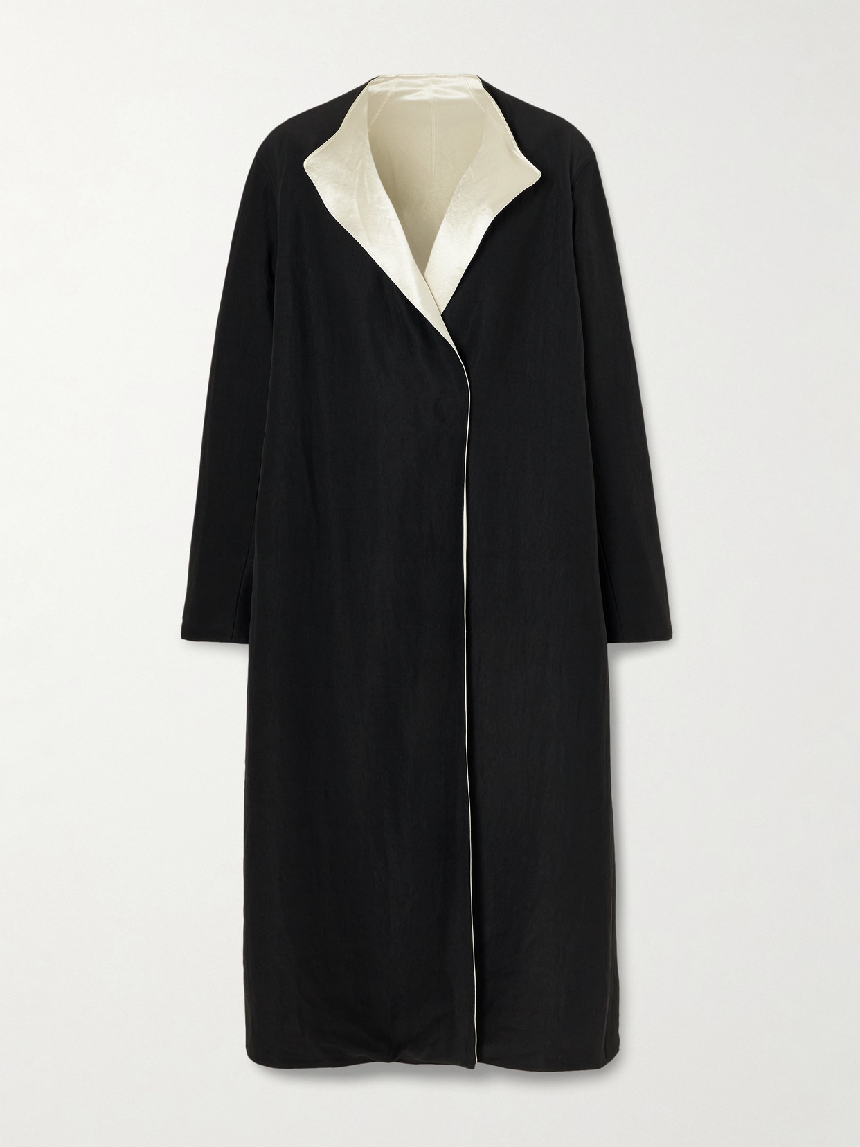 Reversible Twill And Hammered-Satin Coat