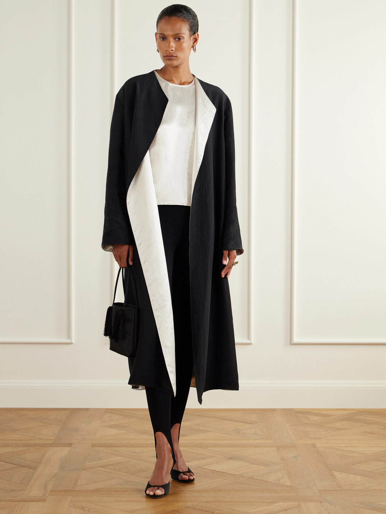 Reversible Twill And Hammered-Satin Coat