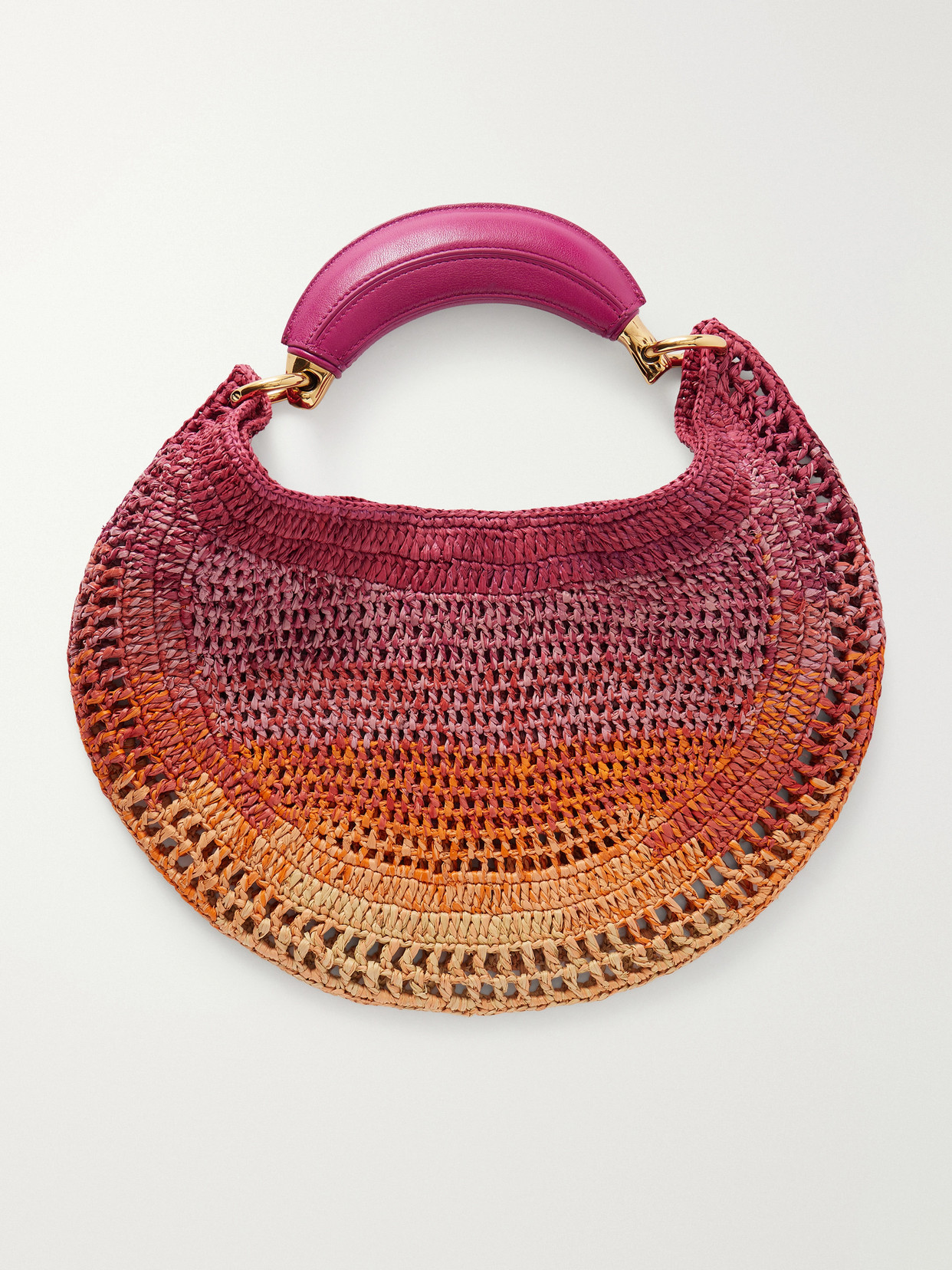 Chloé - Summer Banana Leather-Trimmed Embroidered Raffia Tote