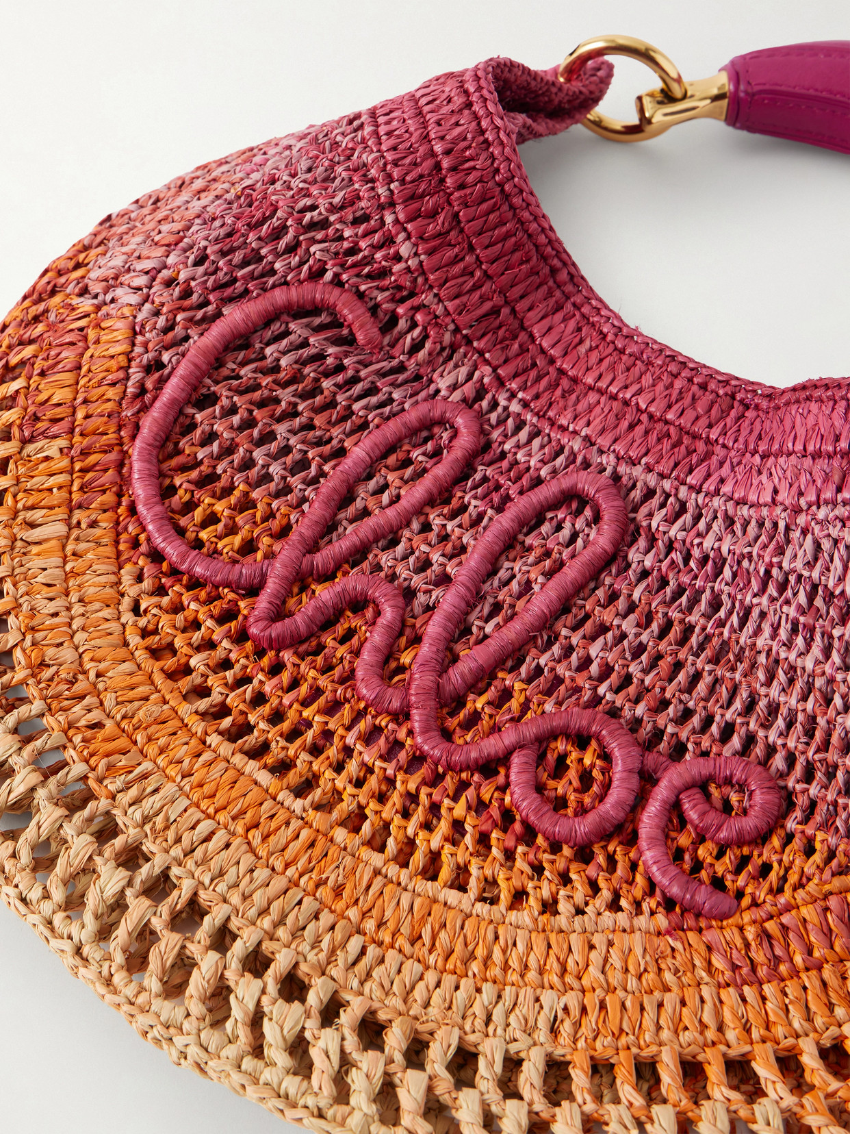Chloé - Summer Banana Leather-Trimmed Embroidered Raffia Tote