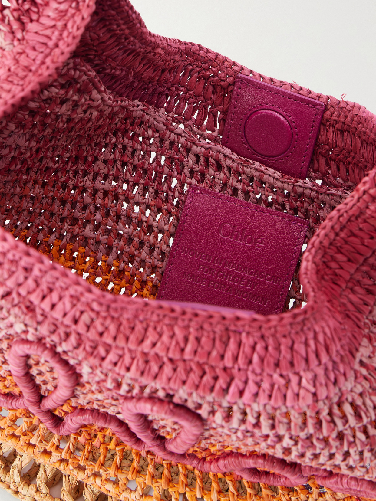 Chloé - Summer Banana Leather-Trimmed Embroidered Raffia Tote