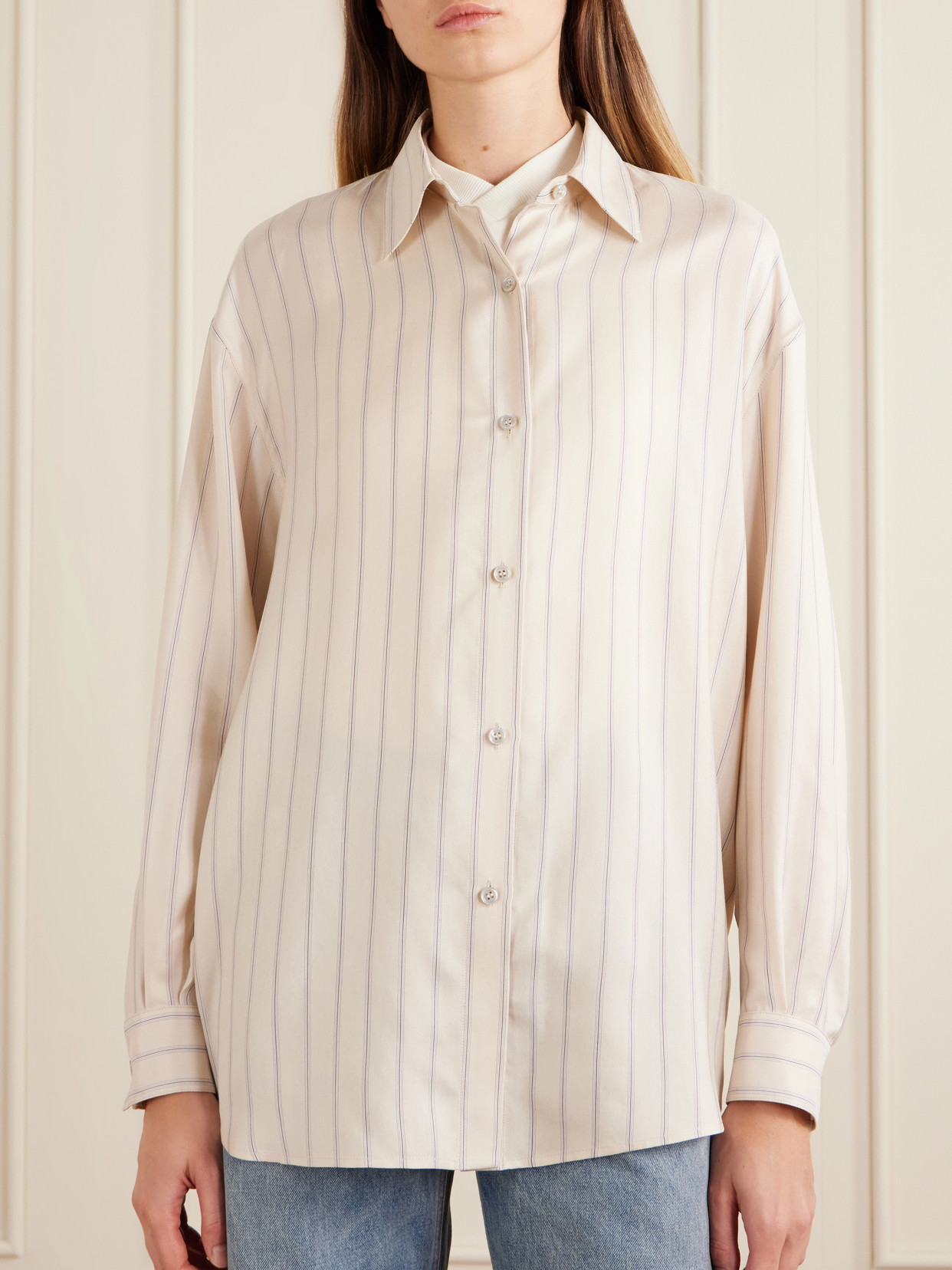 Pinstriped Silk-Twill Shirt