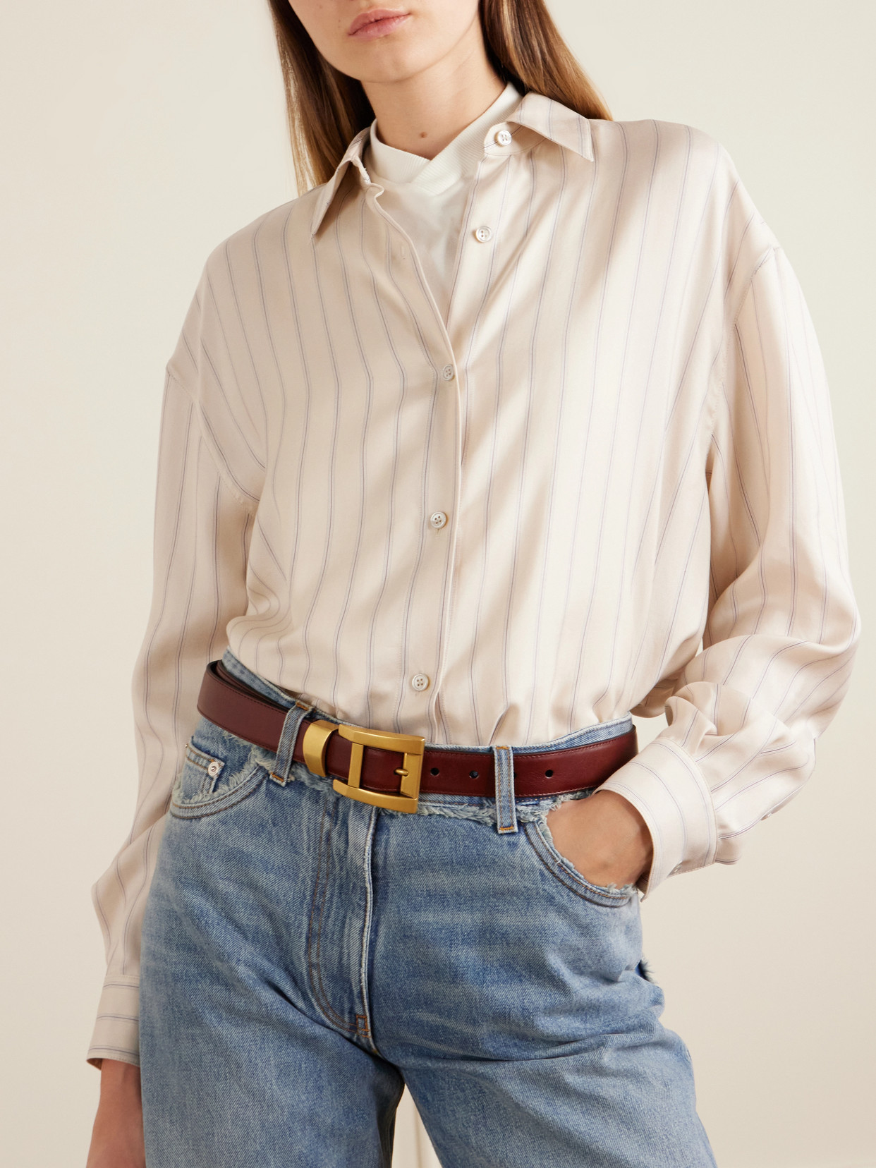 Pinstriped Silk-Twill Shirt