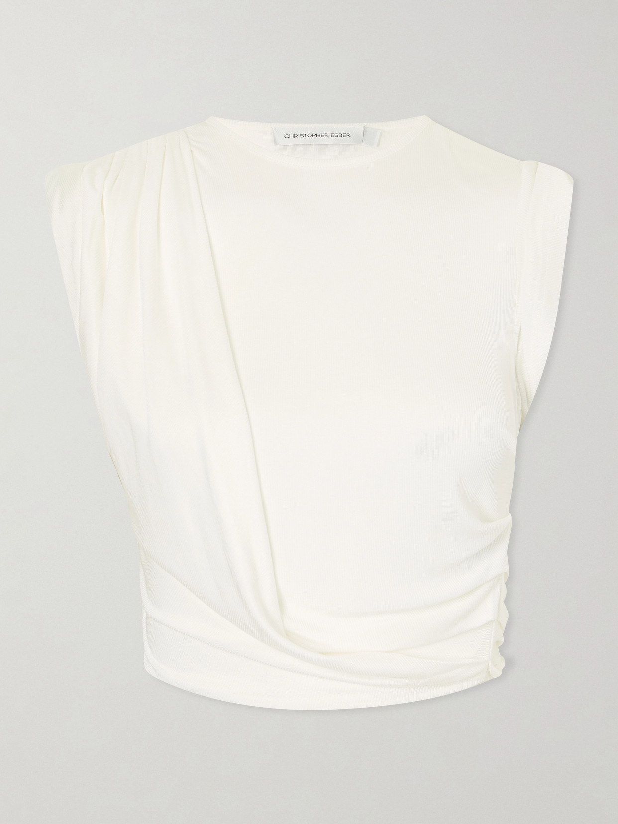 Verve Twisted Gathered Ribbed-Knit Jersey T-Shirt