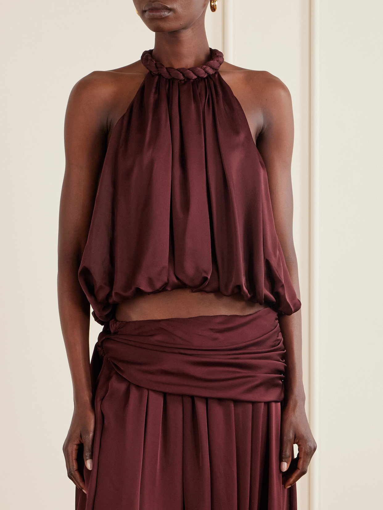 Luna Draped Silk Halterneck Top