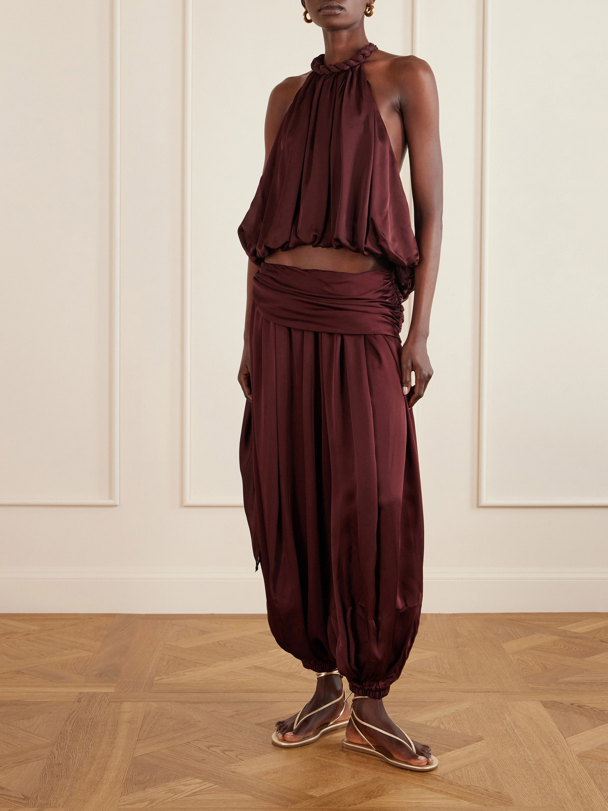 Luna Draped Silk Halterneck Top