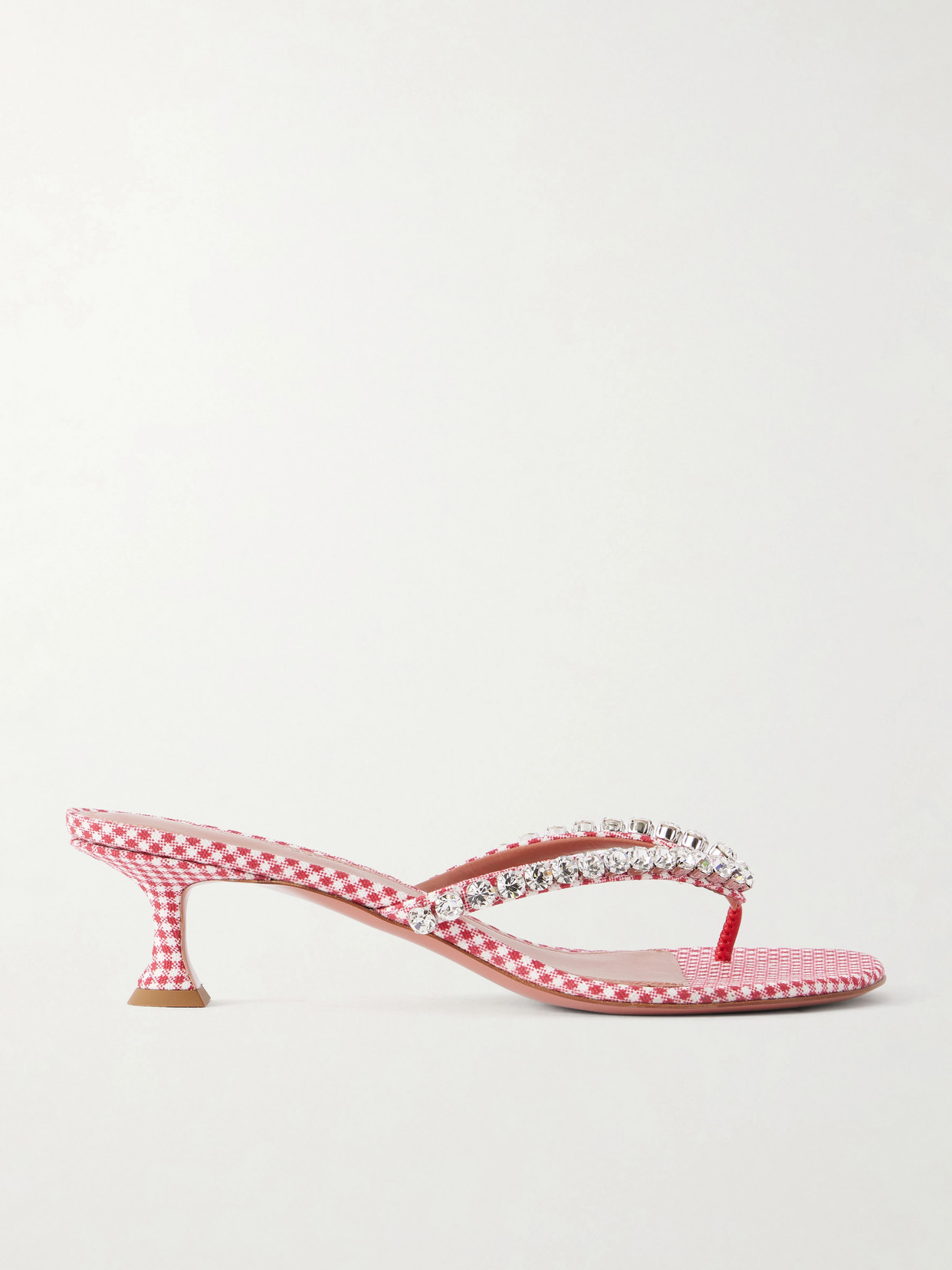 Gigi 45 Checked Crystal-Embellished Leather Thong Sandals