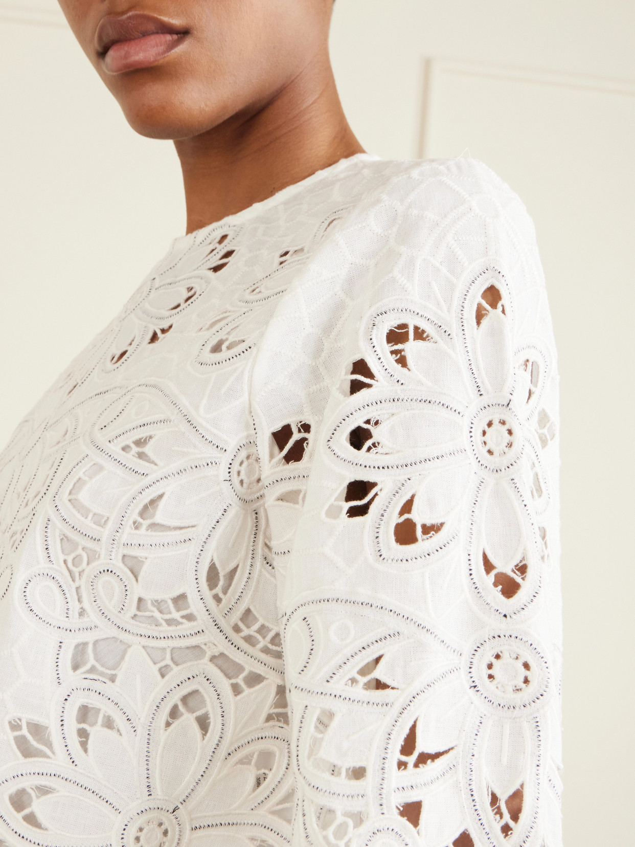 Flowers Embroidered Cotton-Blend Blouse