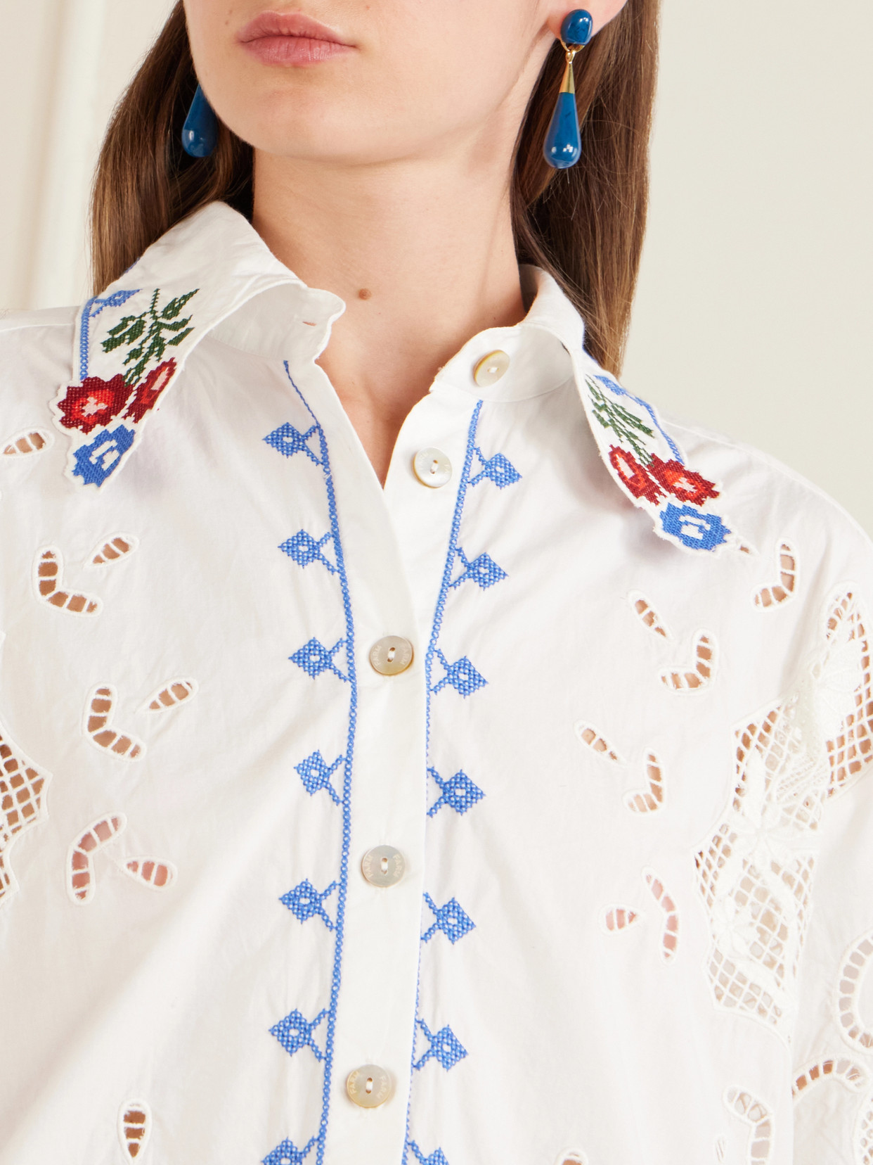 Broderie Anglaise Cotton Shirt