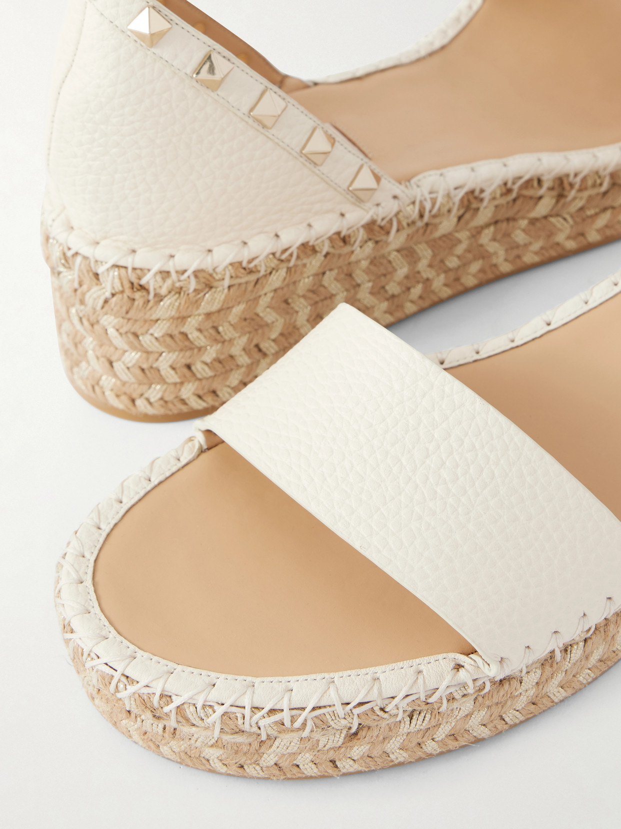 Garavani - Rockstud Double Leather Espadrillas Sandals