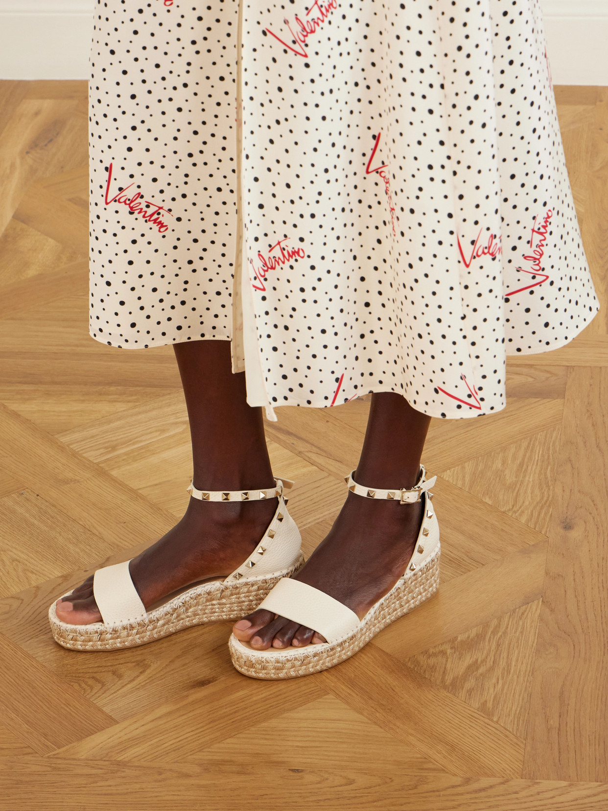 Garavani - Rockstud Double Leather Espadrillas Sandals
