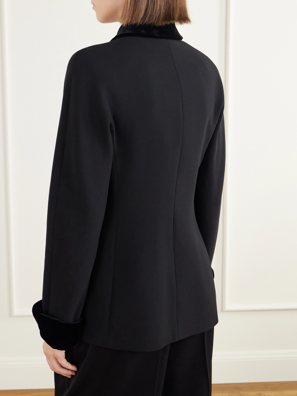 Jeko Velvet-Trimmed Wool Barathea Jacket