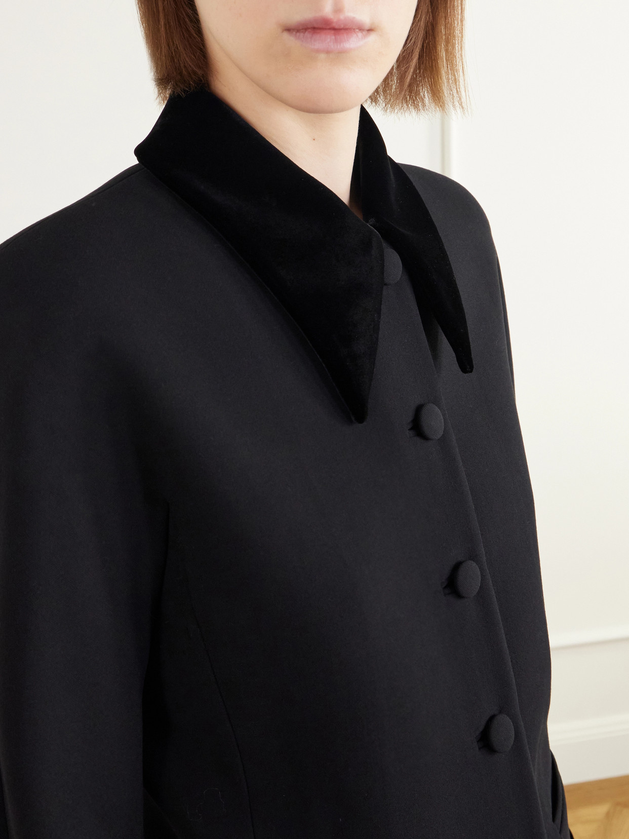 Jeko Velvet-Trimmed Wool Barathea Jacket