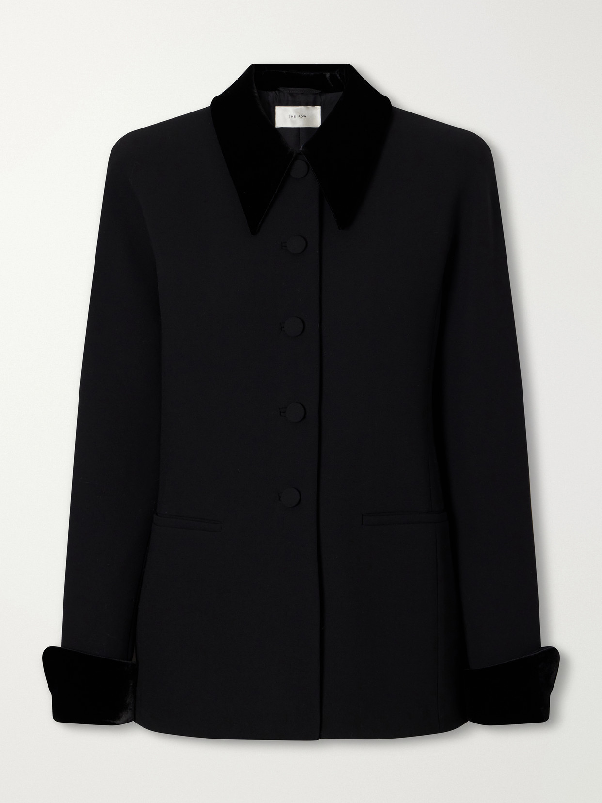Jeko Velvet-Trimmed Wool Barathea Jacket