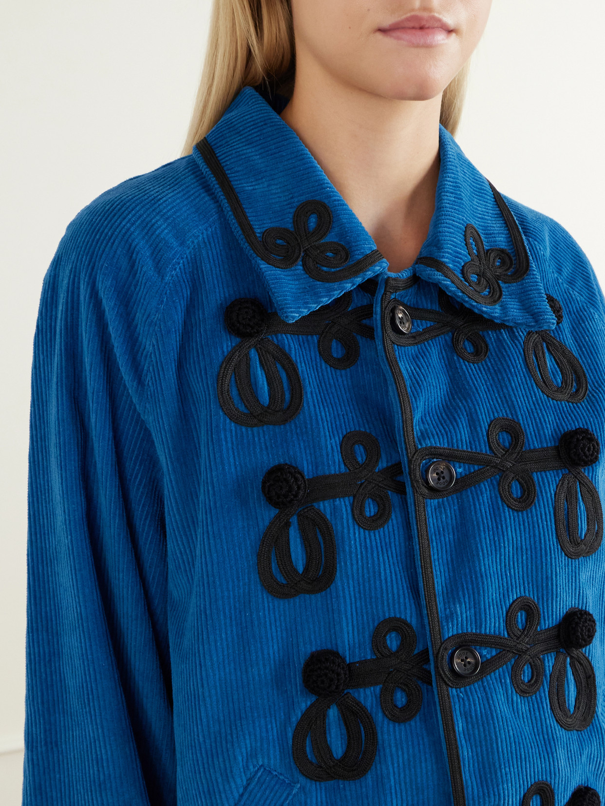 Stagecoach Embellished Embroidered Cotton-Corduroy Jacket