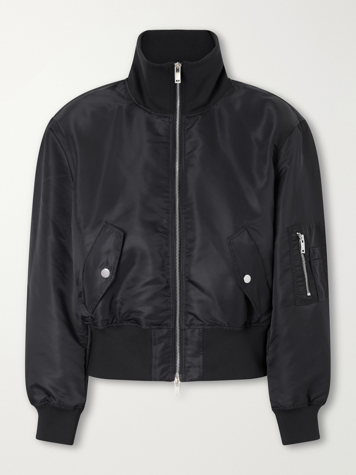 Storm Rib-Trimmed Satin Bomber Jacket