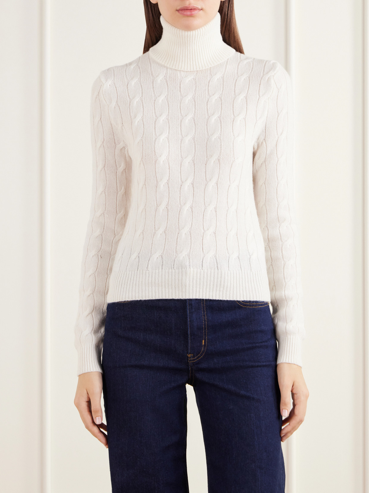 Collection - Turtleneck Cable-Knit Cashmere Sweater