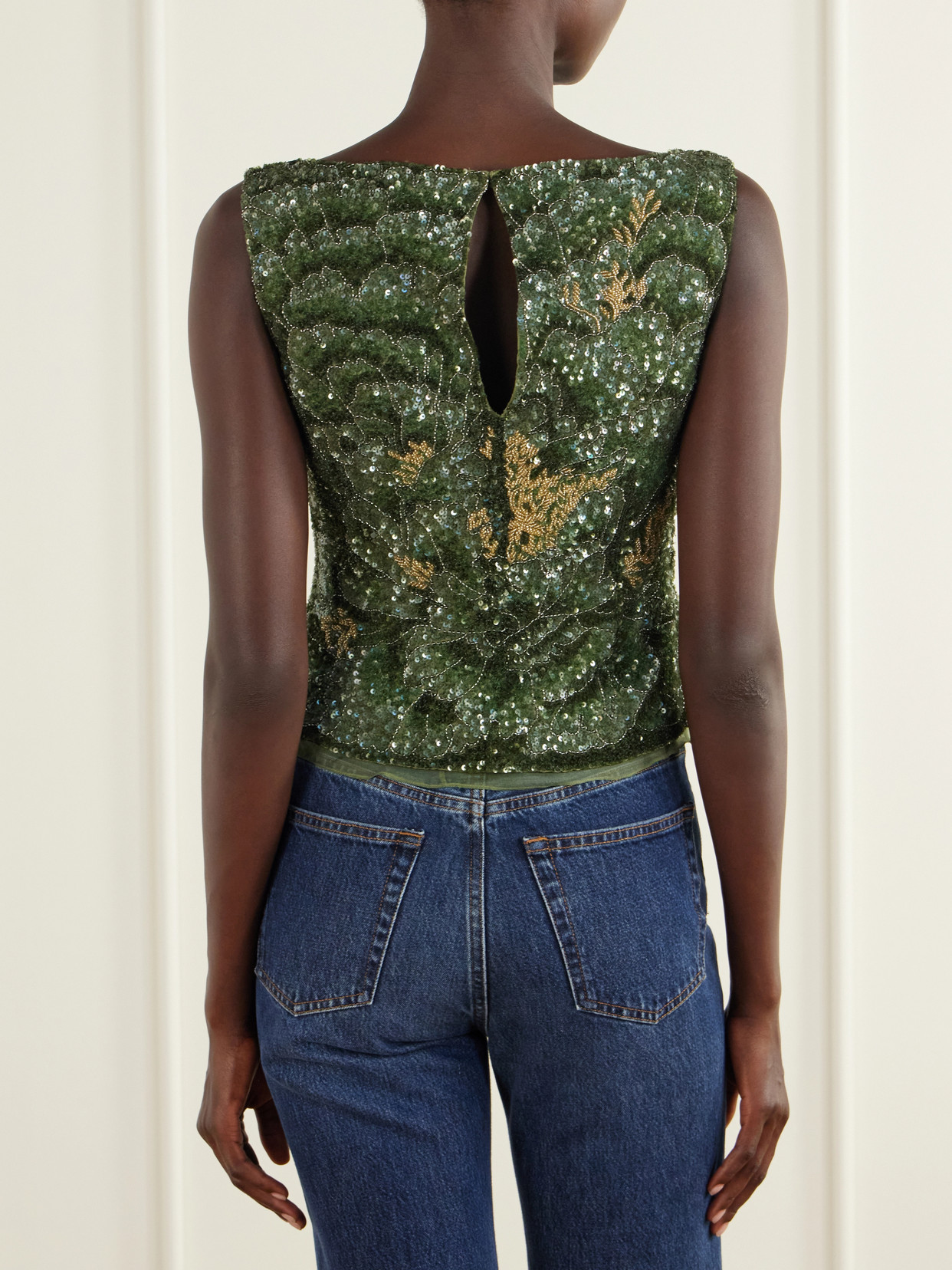 Sequined Crepe Blouse