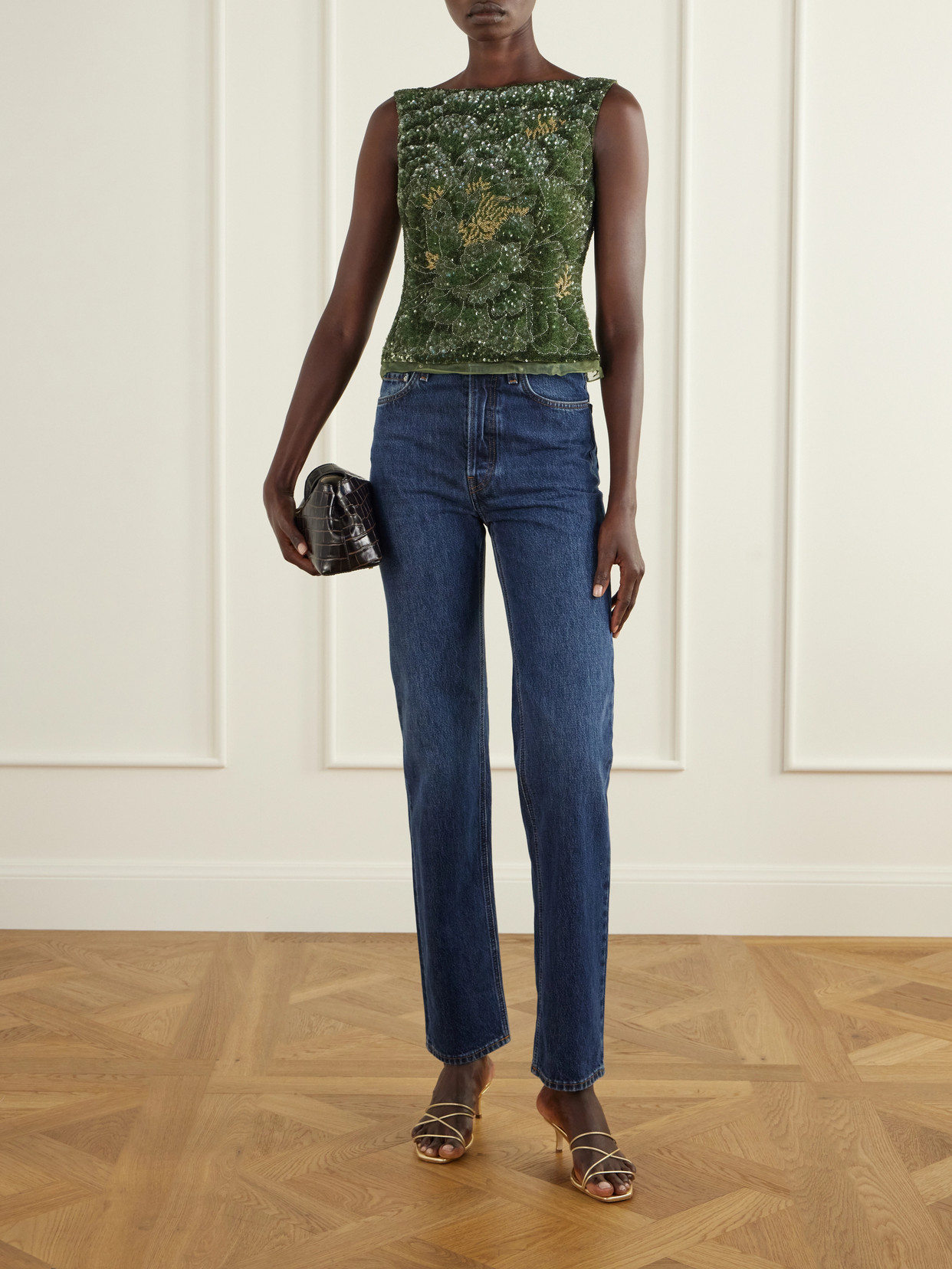 Sequined Crepe Blouse