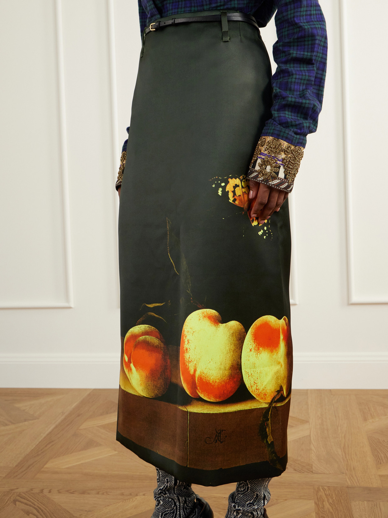 Printed Duchesse-Satin Midi