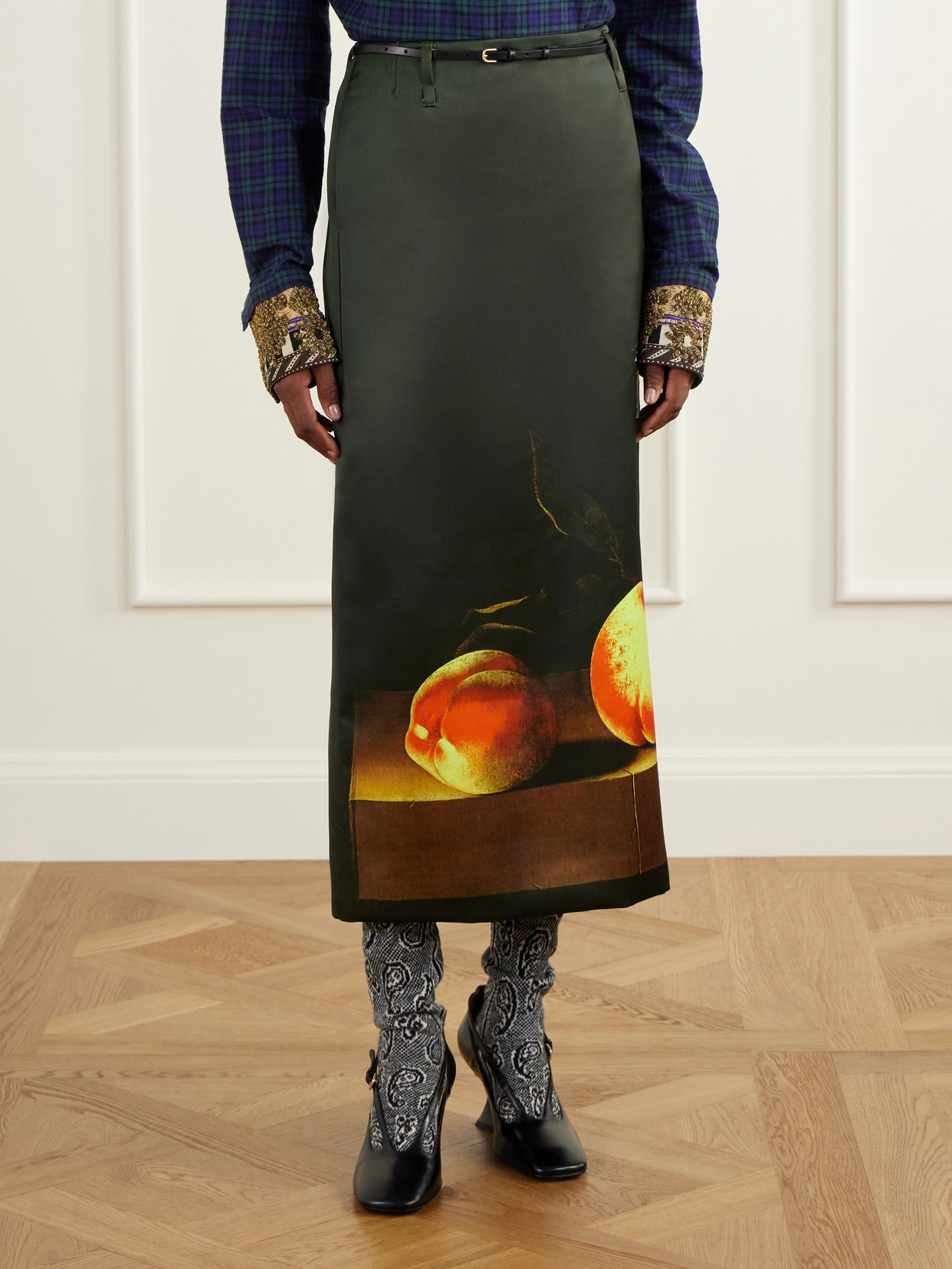 Printed Duchesse-Satin Midi