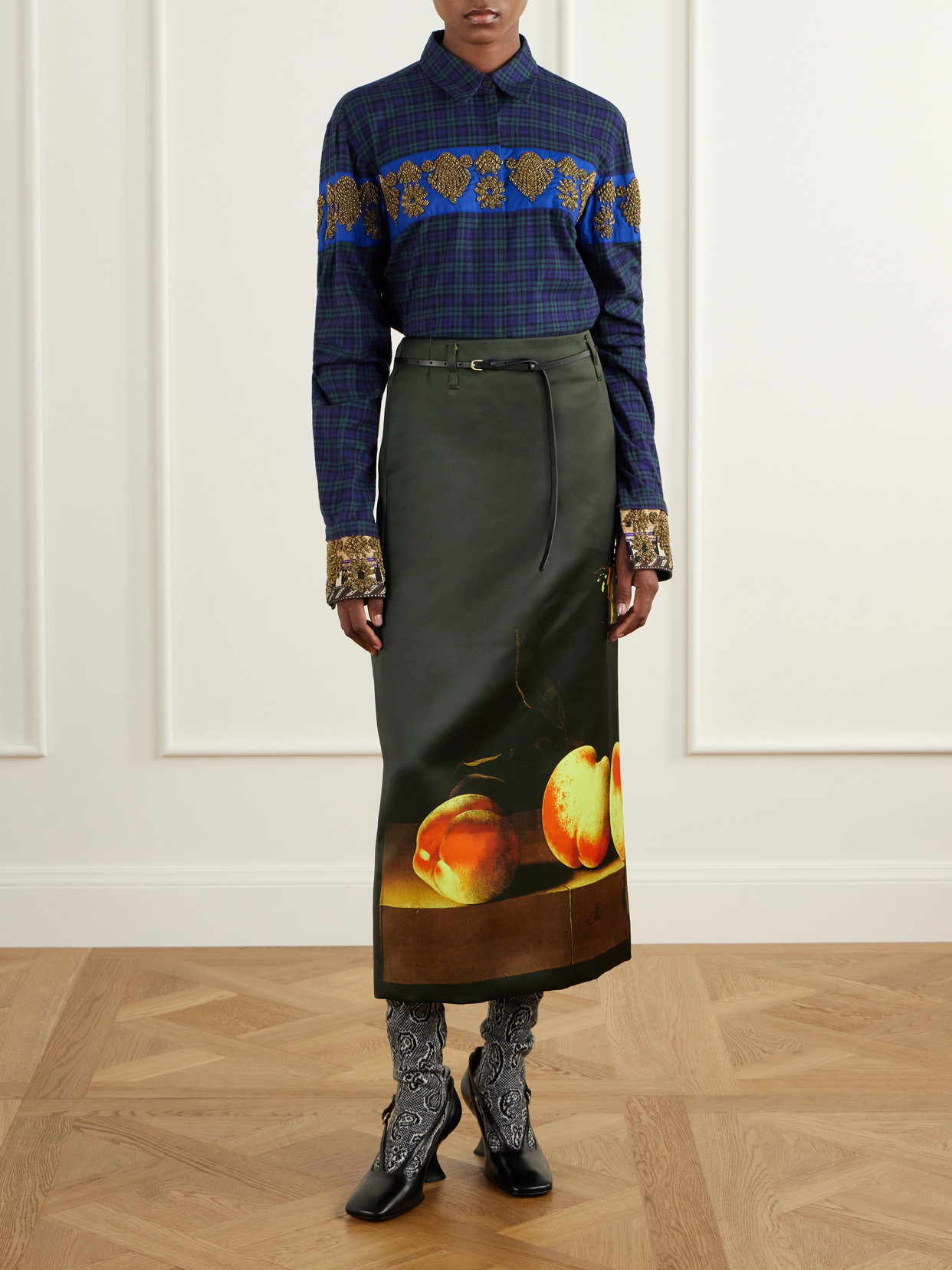 Printed Duchesse-Satin Midi