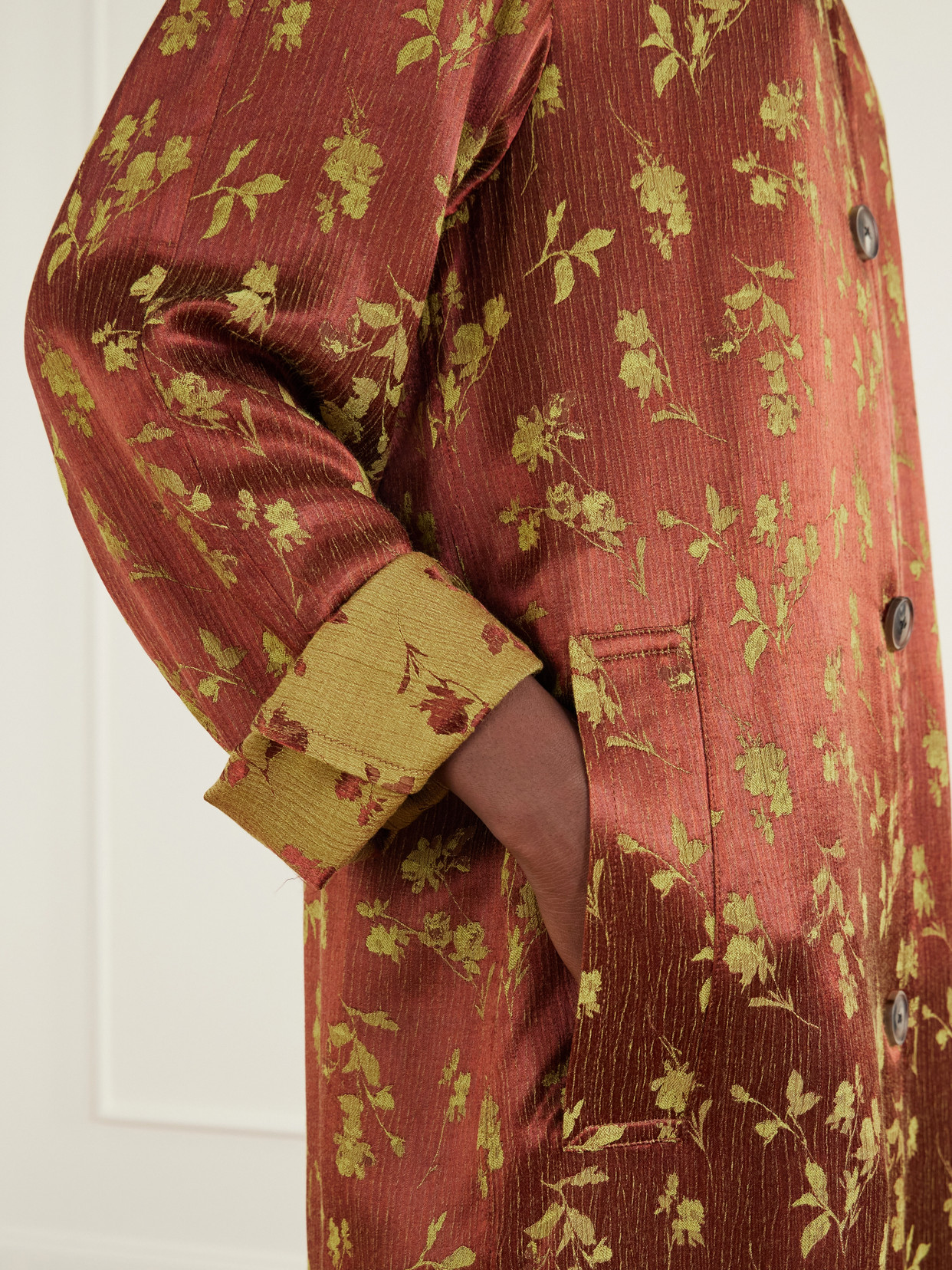 Floral-Jacquard Coat