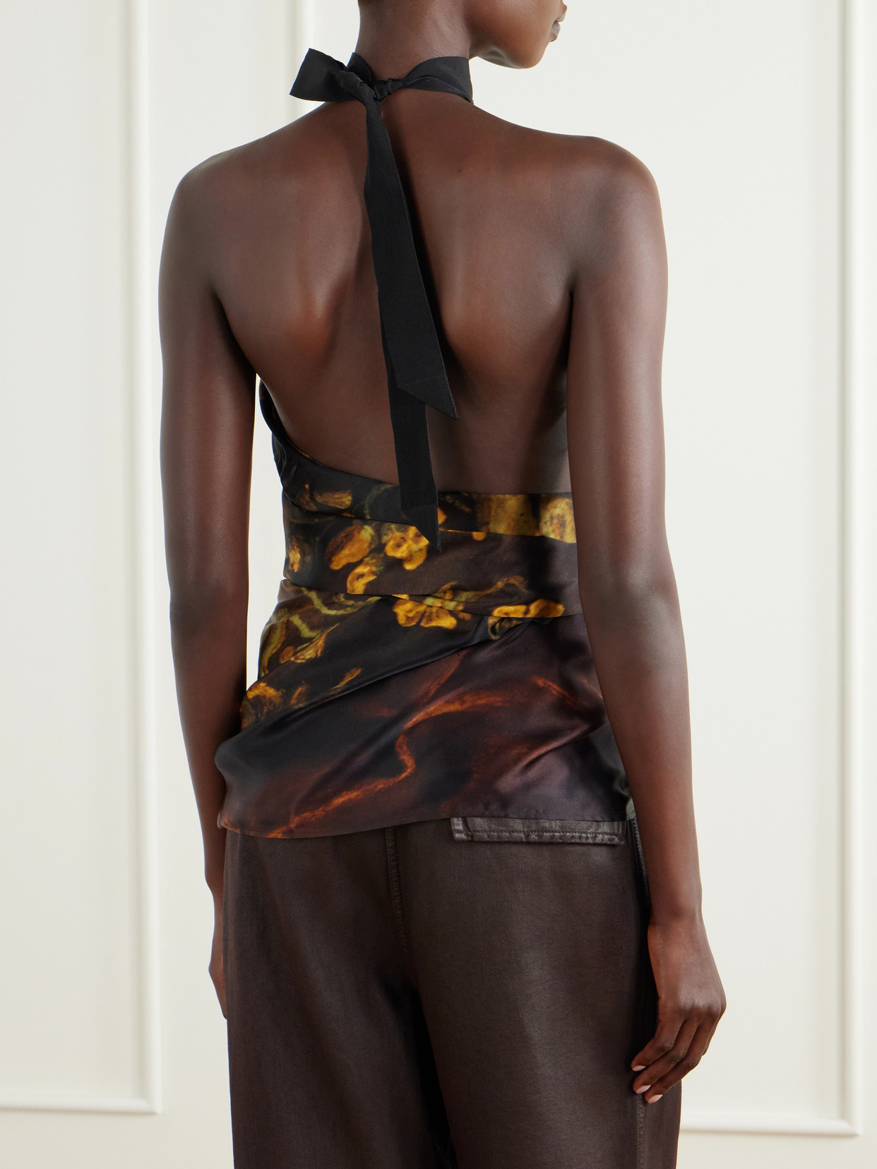 Floral-Print Silk-Satin Blouse