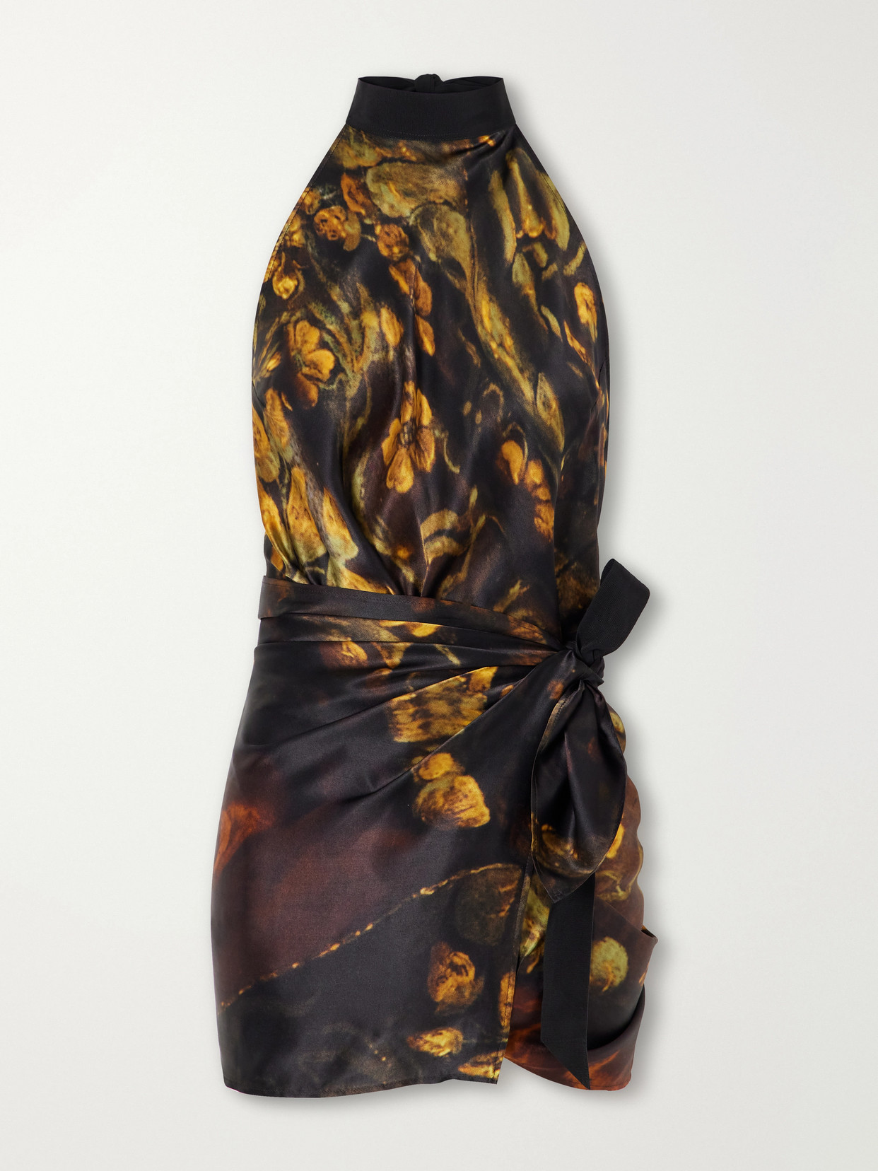 Floral-Print Silk-Satin Blouse