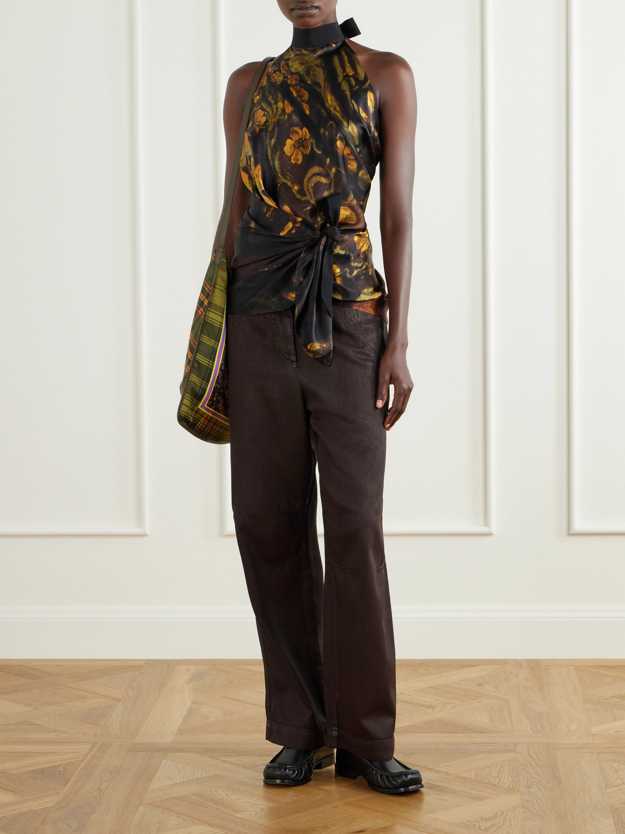 Floral-Print Silk-Satin Blouse