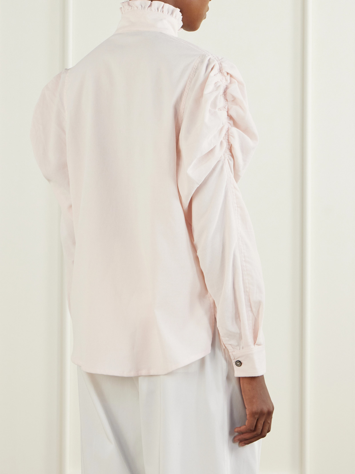 Wind Gathered Cotton And Wool-Blend Corduroy Blouse