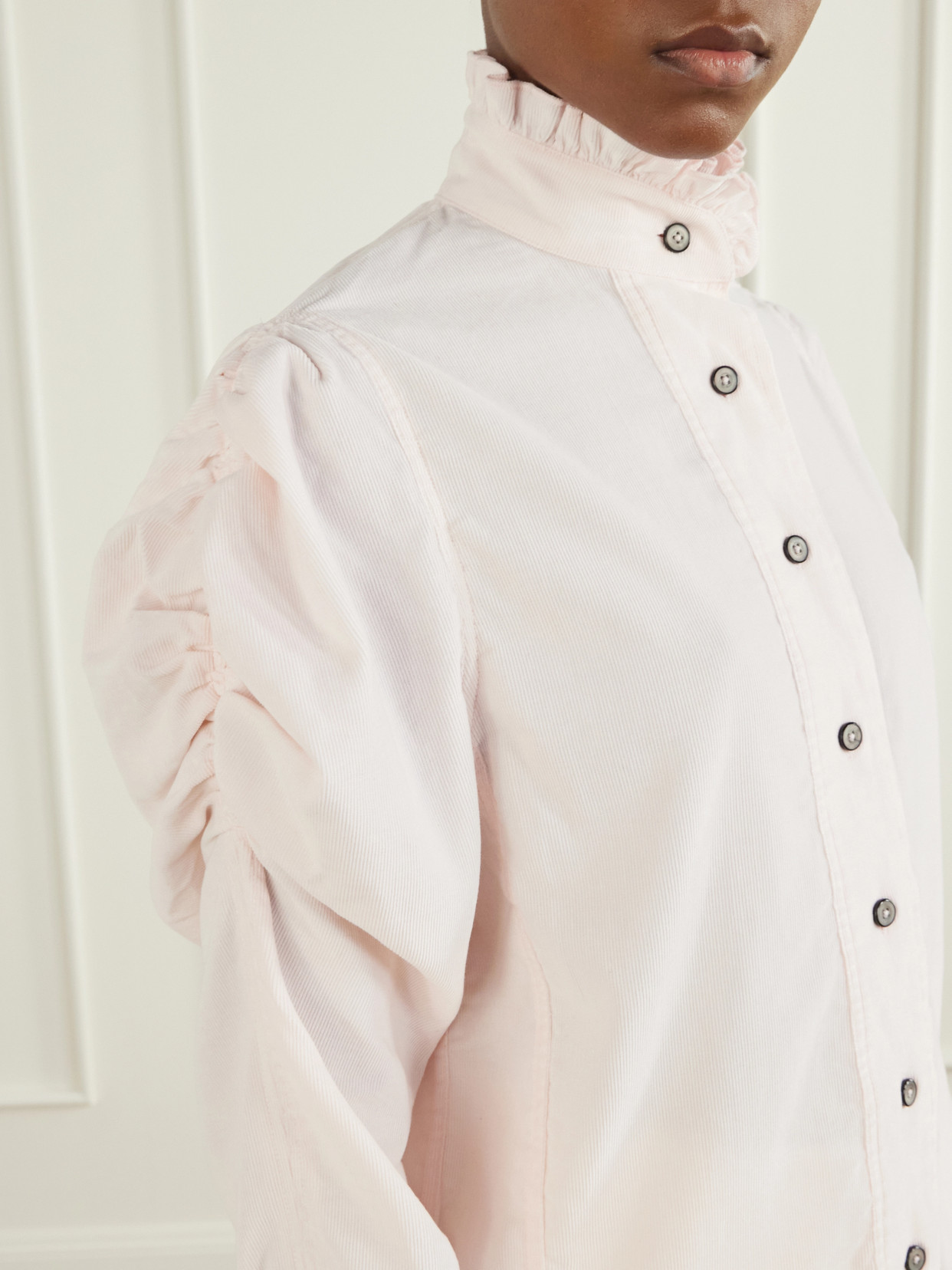 Wind Gathered Cotton And Wool-Blend Corduroy Blouse