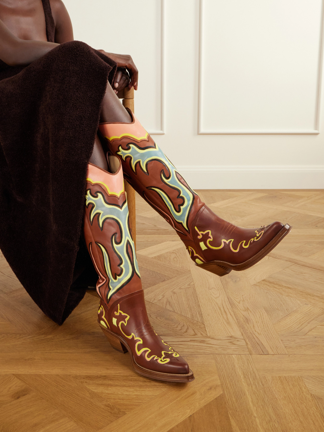 Capitana Painted Leather Knee Boots