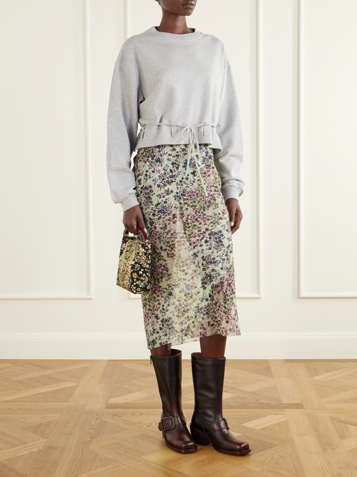 Buckle-Detail Leather Knee Boots