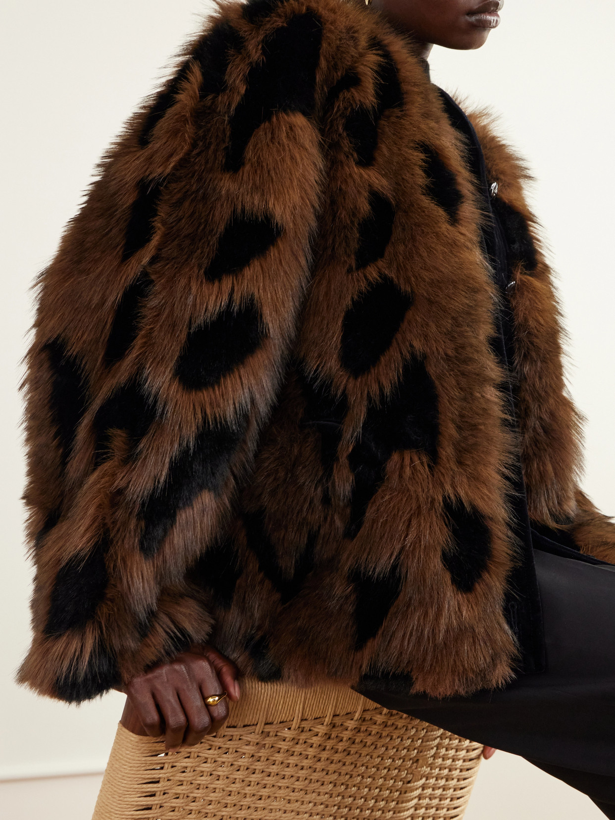 Blazé Milano - Chausie Leopard-Pattern Velvet-Trimmed Plush Jacket