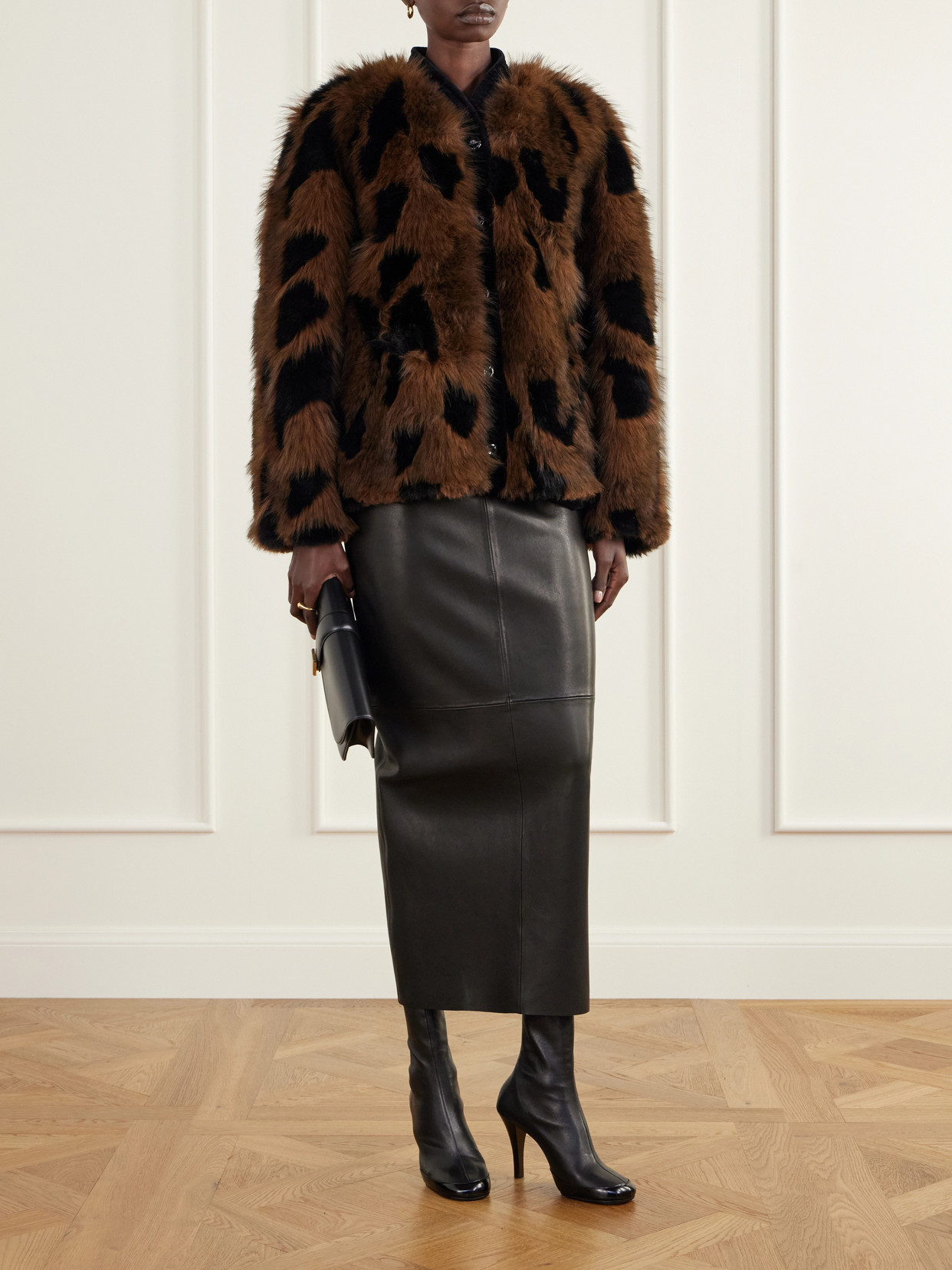 Blazé Milano - Chausie Leopard-Pattern Velvet-Trimmed Plush Jacket