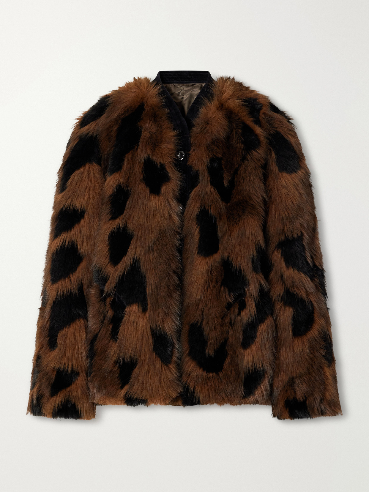 Blazé Milano - Chausie Leopard-Pattern Velvet-Trimmed Plush Jacket